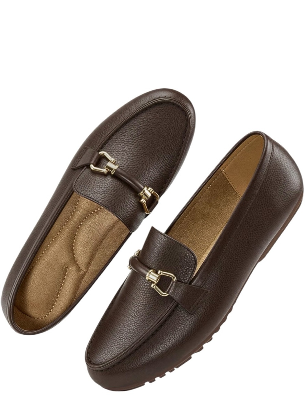 NIB Harence Chocolate Brown Vegan Leather Driving Loafers with Bit Detail